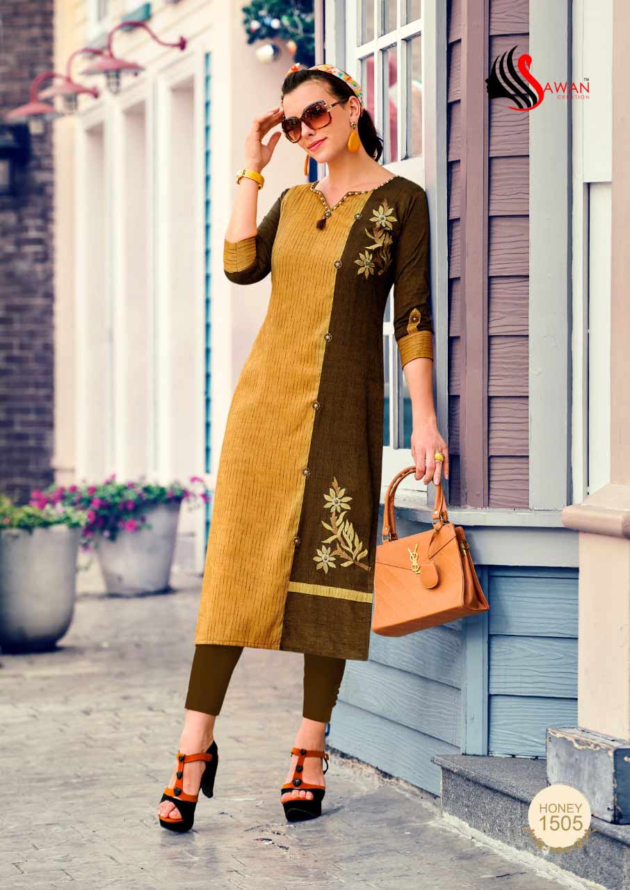 Sawan Honey Vol-15 Rayon Strips Kurti Sawan Honey Vol-15 Rayon Strips Kurti